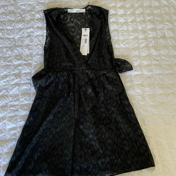 IRO black leopard semi sheer mini dress - Picture 1 of 7